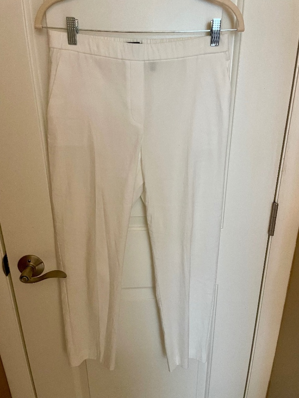 Theory white linen blend cropped pants size 4
